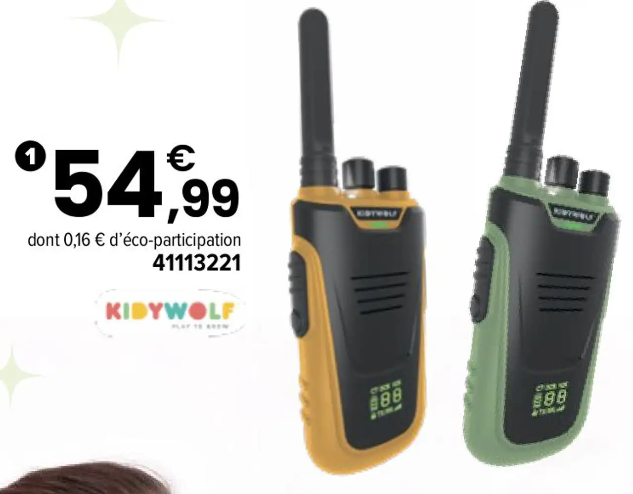 Talkie-walkie vert orange Kidytalk Kidywolf