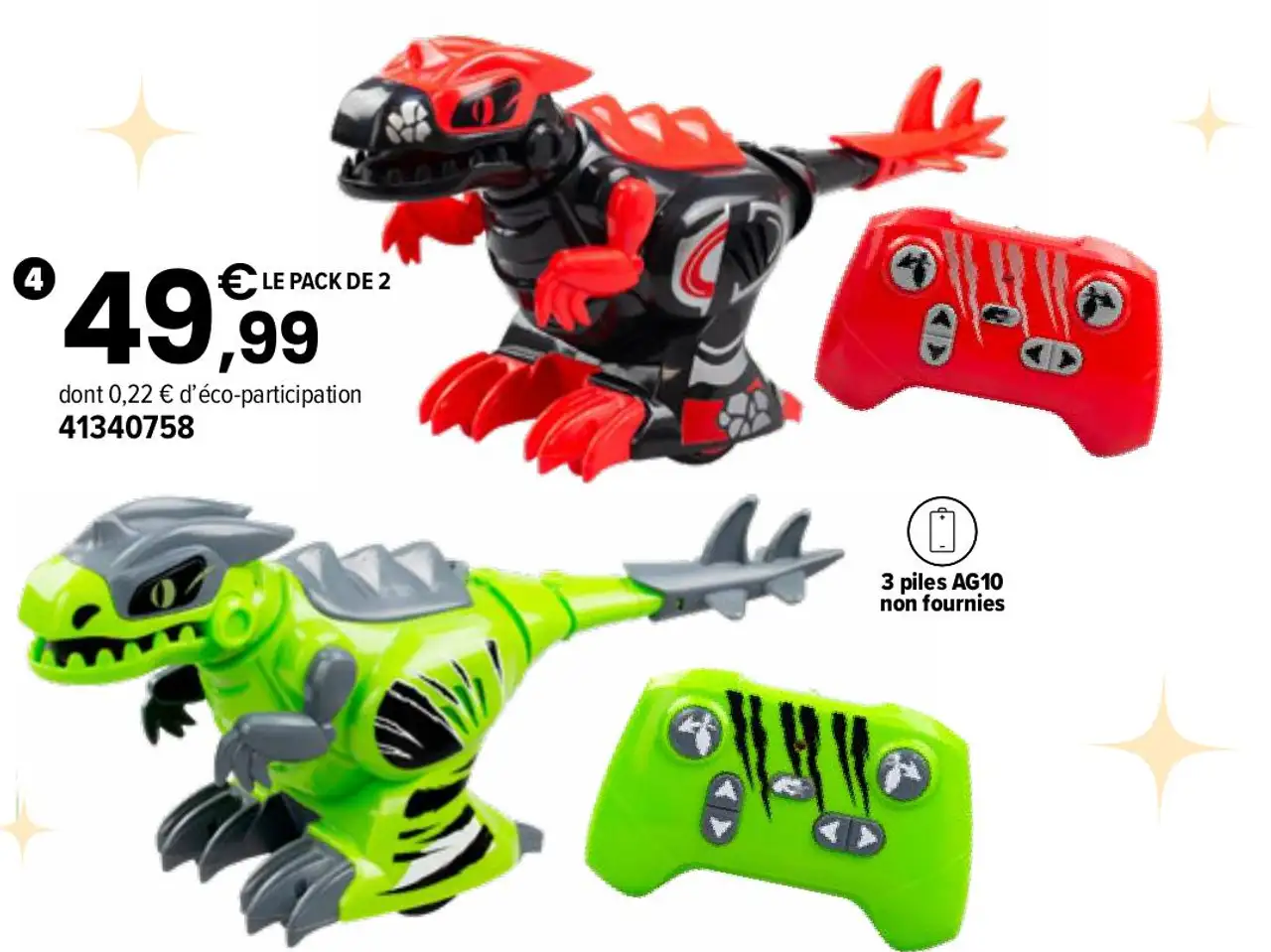 Dino Kombat pack de 2 dinosaures robots télécommandés