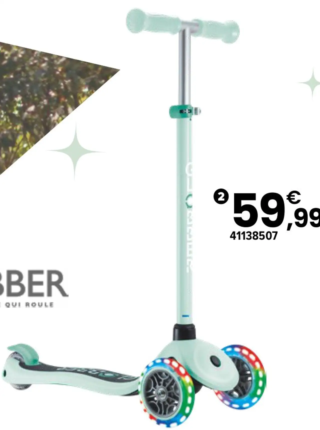 Trottinette 3 roues Primo Lights Vert Menthe Globber