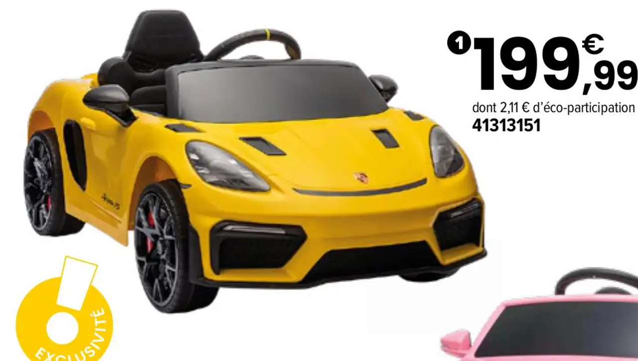 Voiture électrique Porsche Spyder 12 V Lithium Jaune