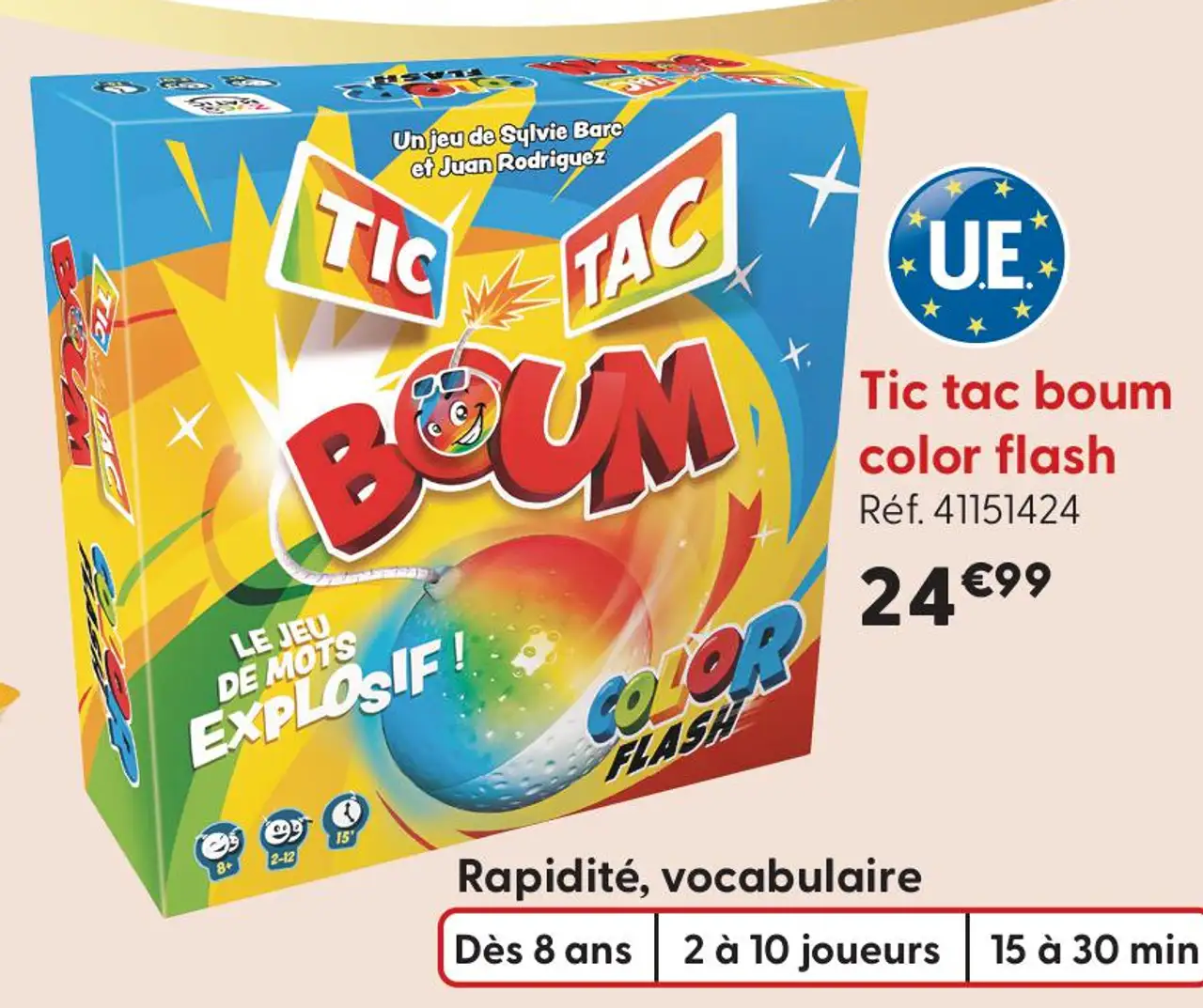 Jeu de société Tic tac boum color flash