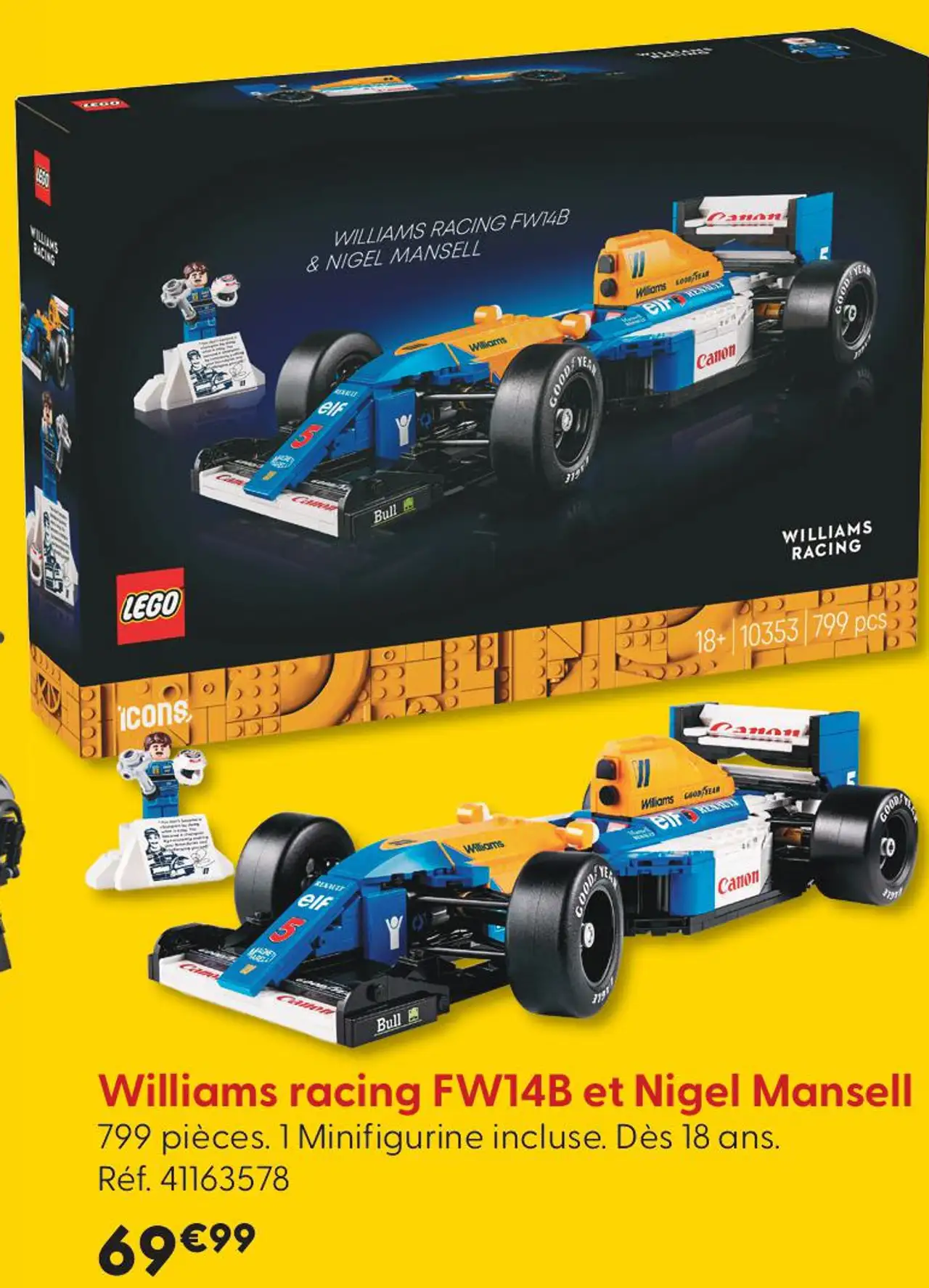 Williams racing FW14B et Nigel Mansell LEGO Icons