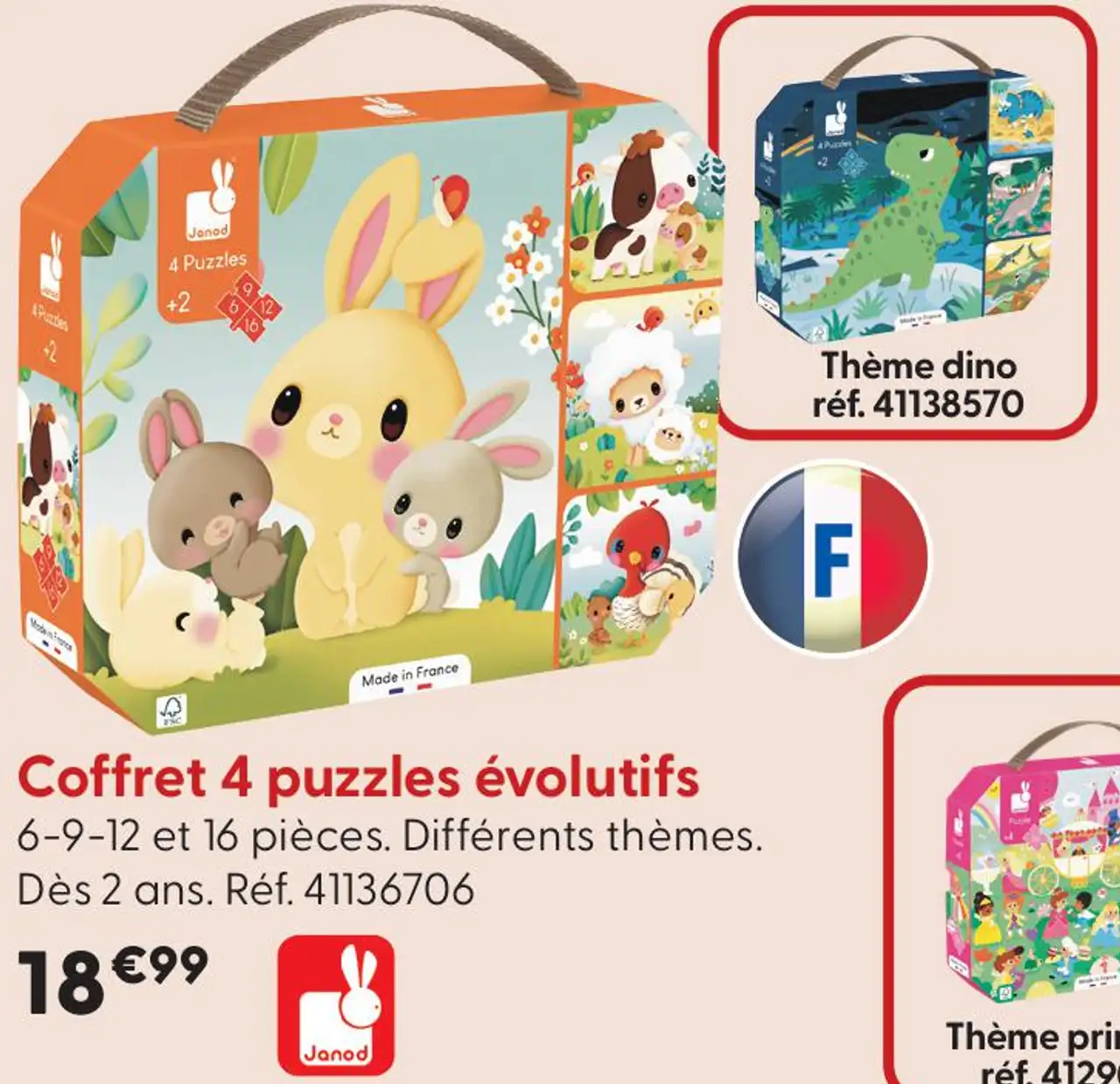 Coffret 4 puzzles évolutifs Janod