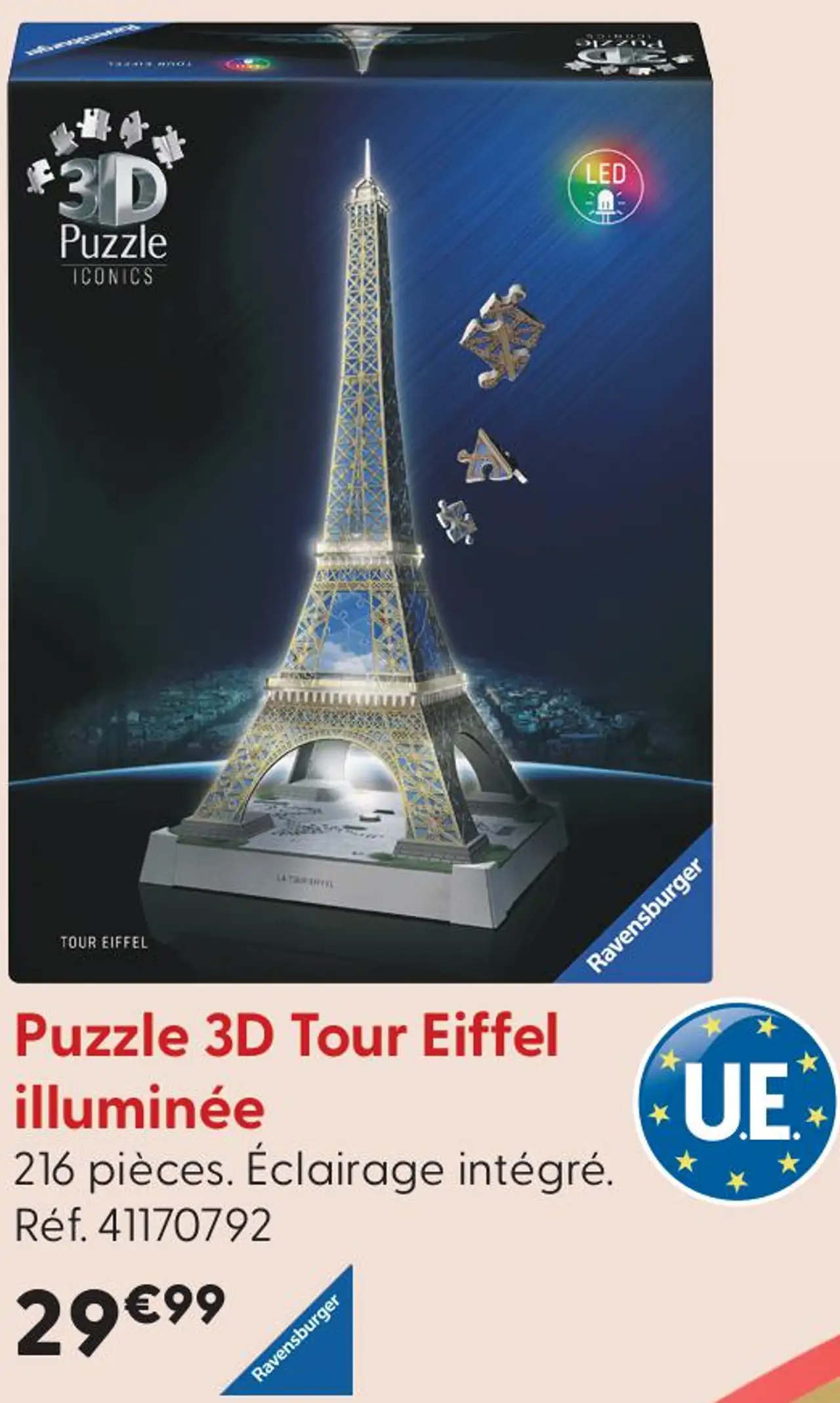 Puzzle 3D Tour Eiffel illuminée Ravensburger
