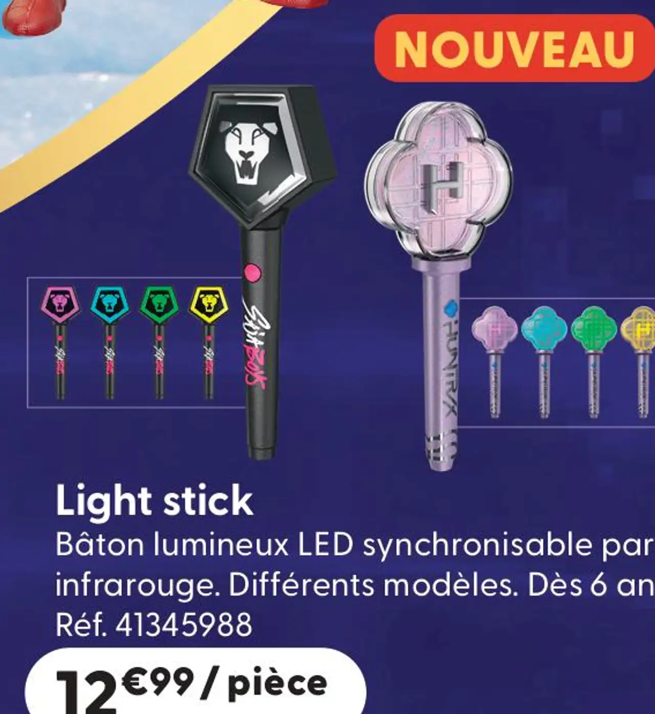 Light stick bâton lumineux LED synchronisable KPop Demon Hunters