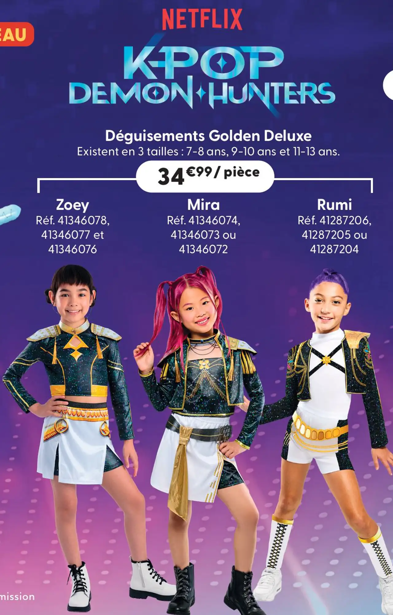Déguisements Golden Deluxe Zoey, Mira ou Rumi KPop Demon Hunters