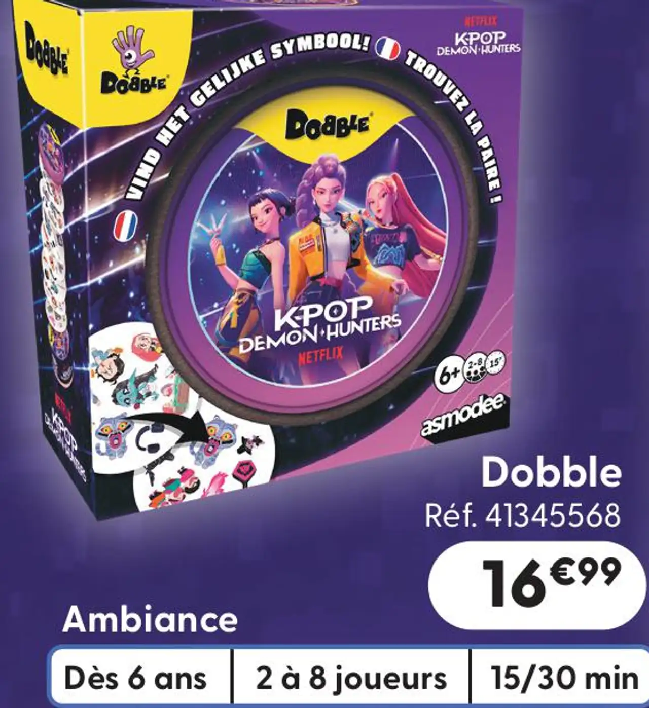 Jeu de cartes Dobble KPOP Demon Hunters Asmodee