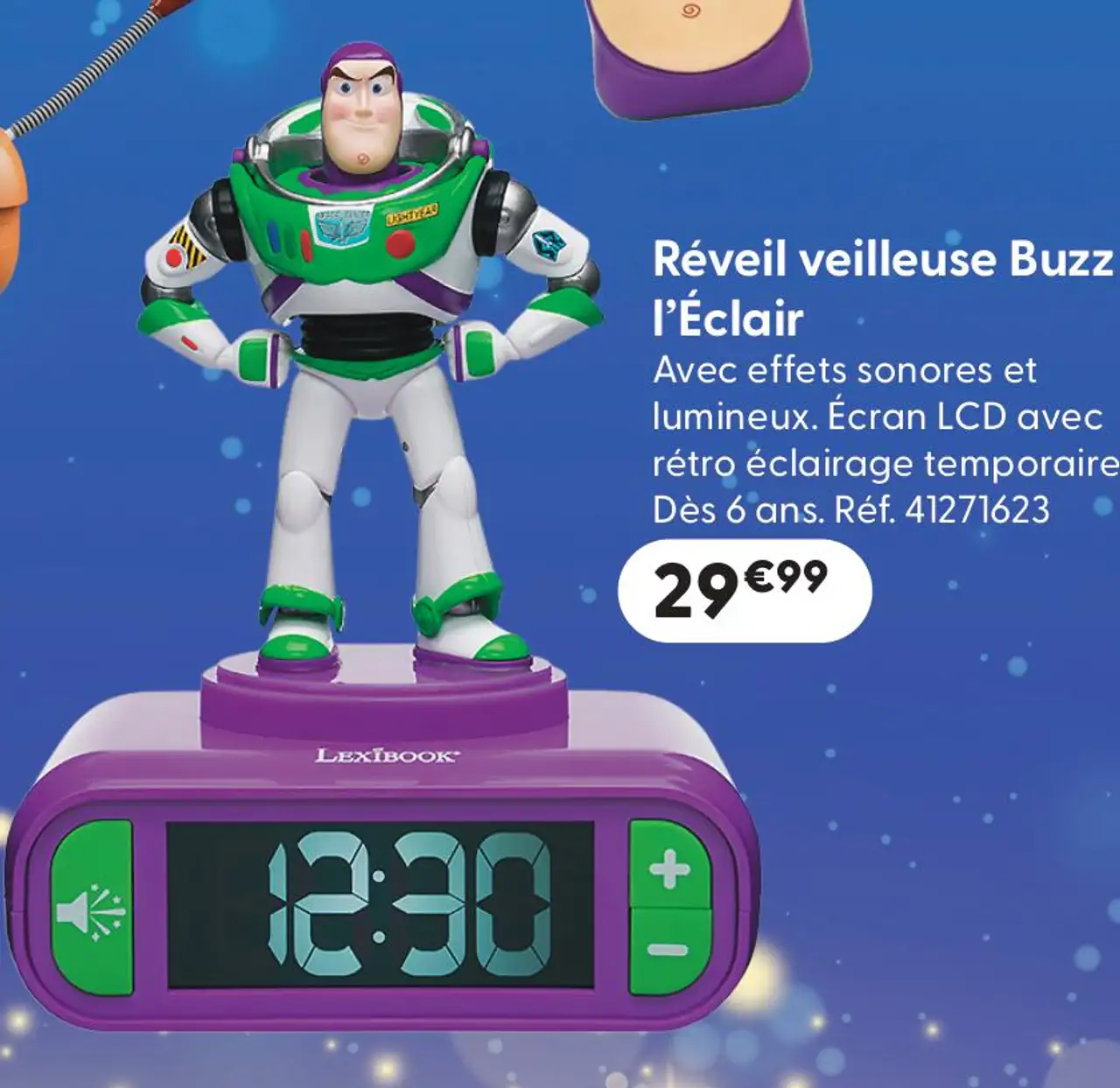 Réveil veilleuse Buzz l'Éclair Lexibook