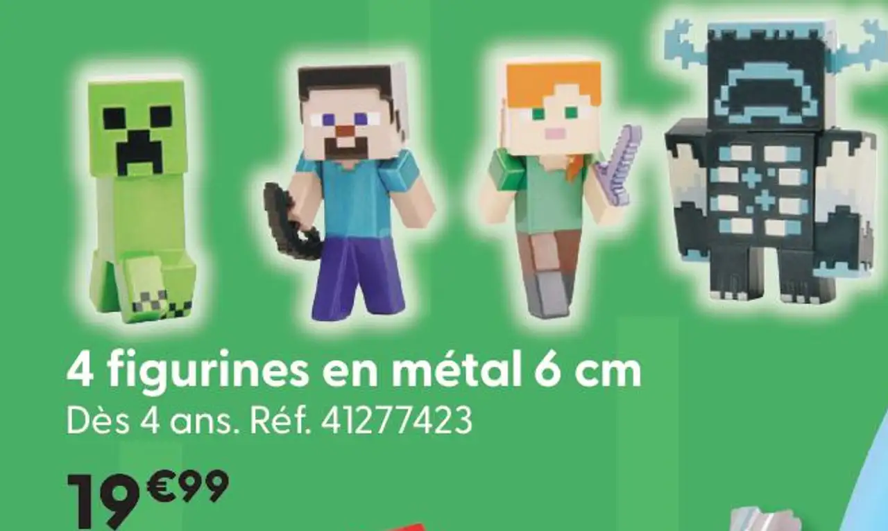 4 figurines en métal 6 cm Minecraft