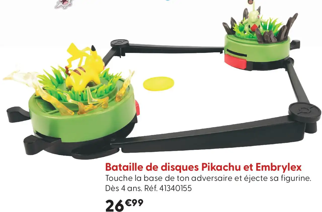 Bataille de disques Pikachu et Embrylex Pokémon