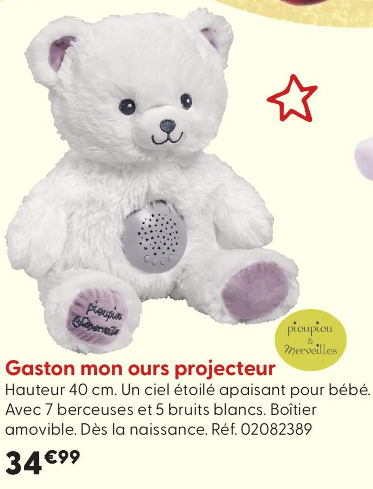 Gaston mon ours projecteur Pioupiou & Merveilles