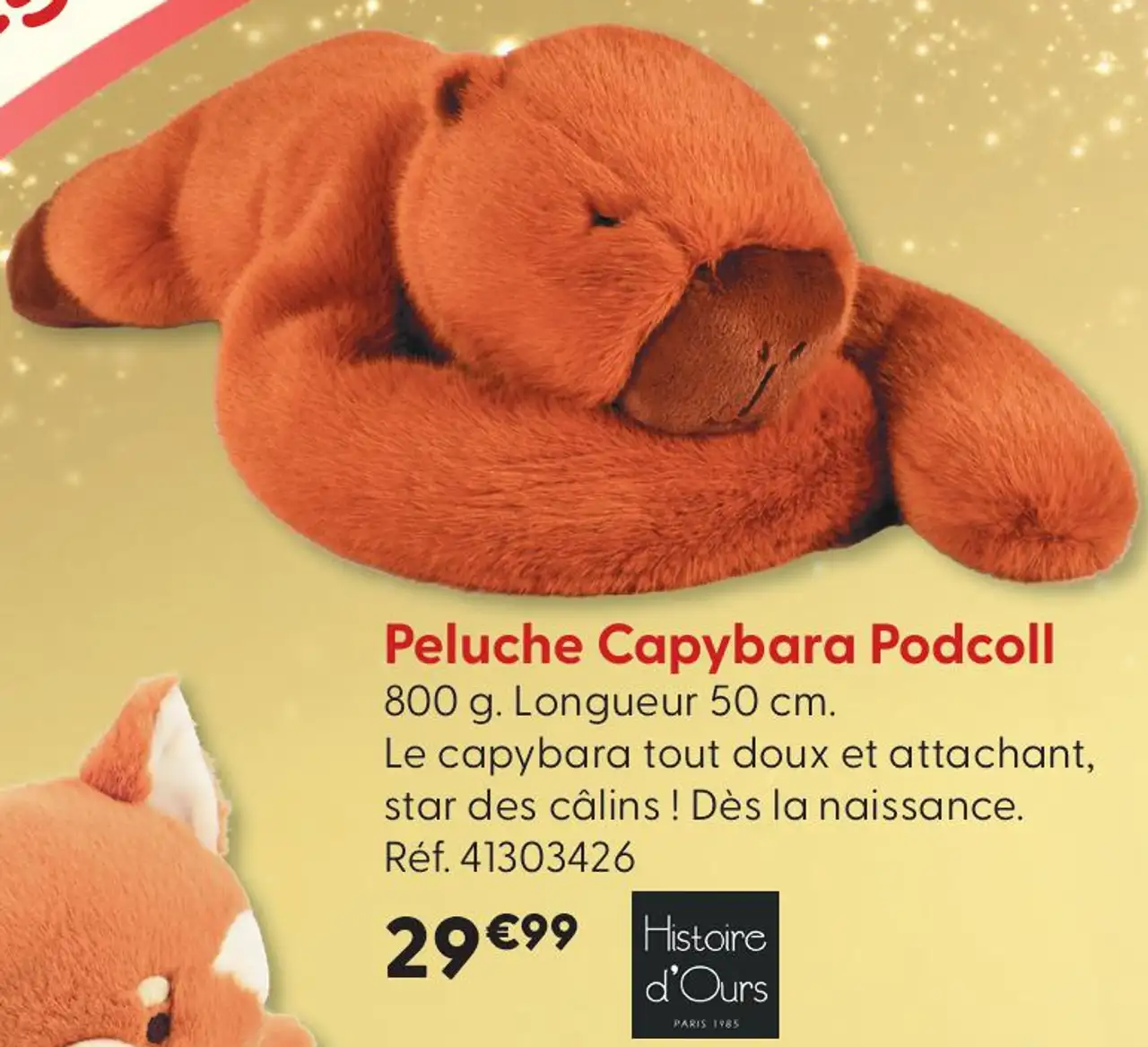 Peluche Capybara Podcoll Histoire d'Ours