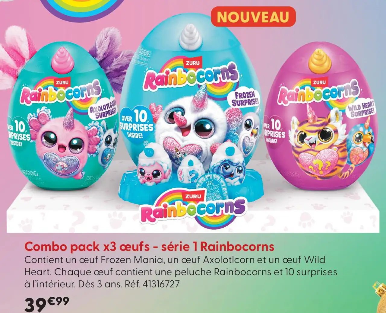 Combo pack x3 œufs - série 1 Rainbocorns