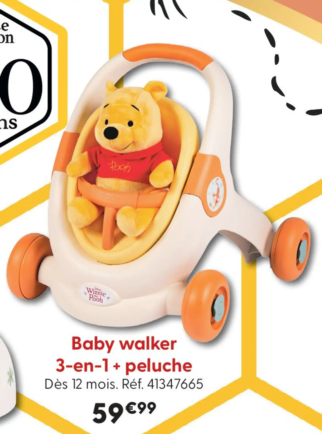 Baby walker 3-en-1 + peluche Disney Winnie l'Ourson Smoby