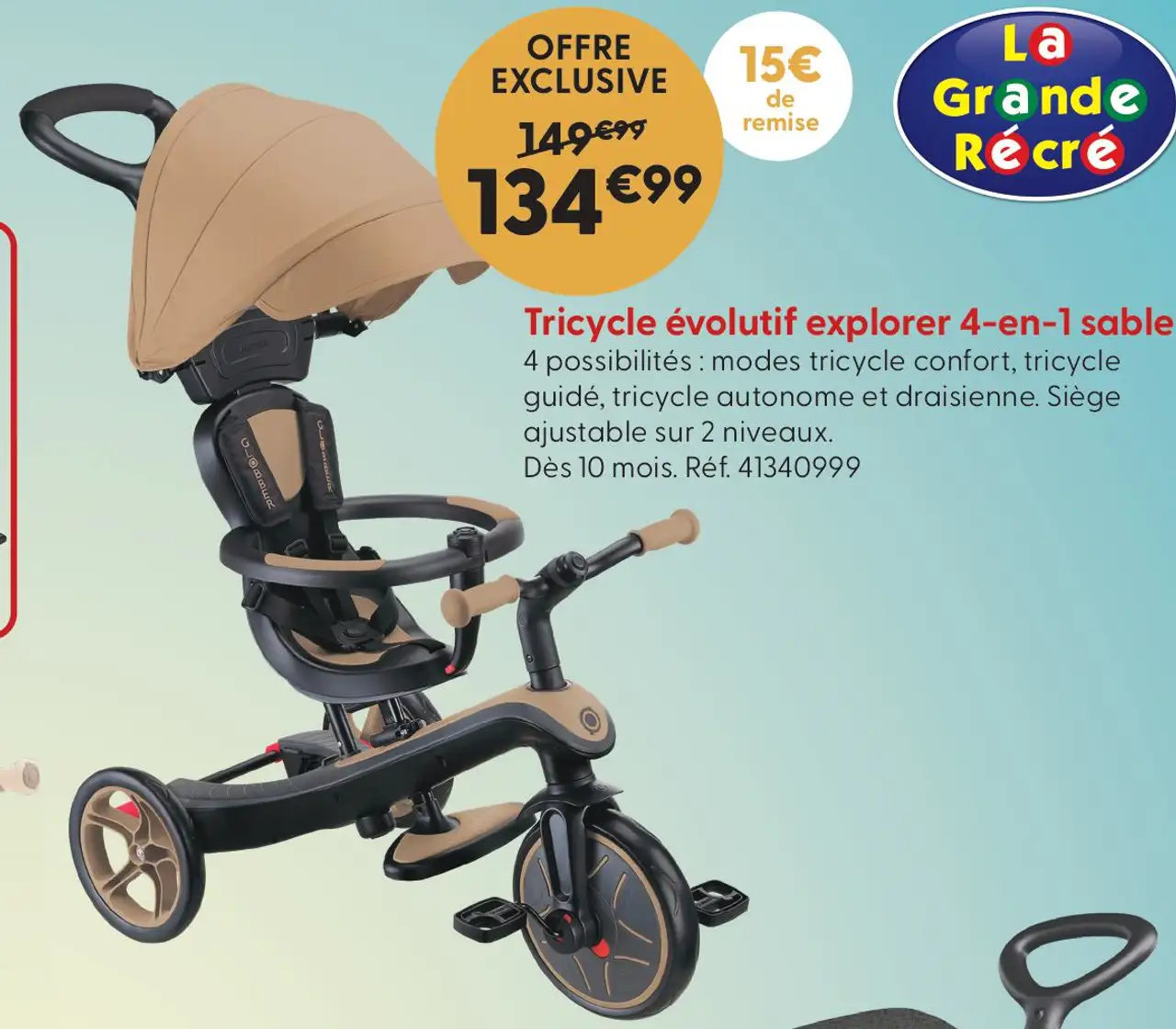 Tricycle évolutif explorer 4-en-1 sable Globber