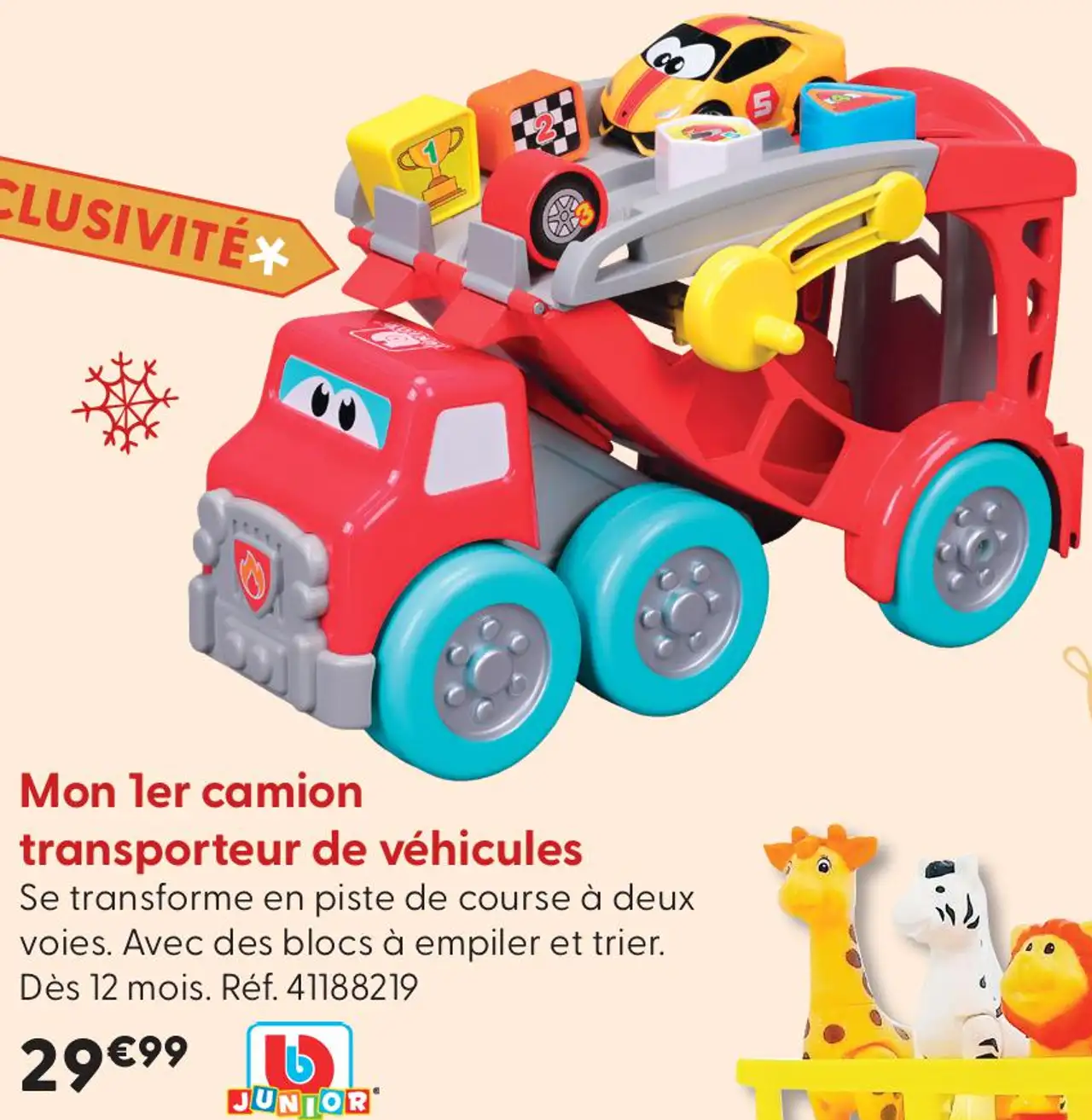 Mon 1er camion transporteur de véhicules bb Junior