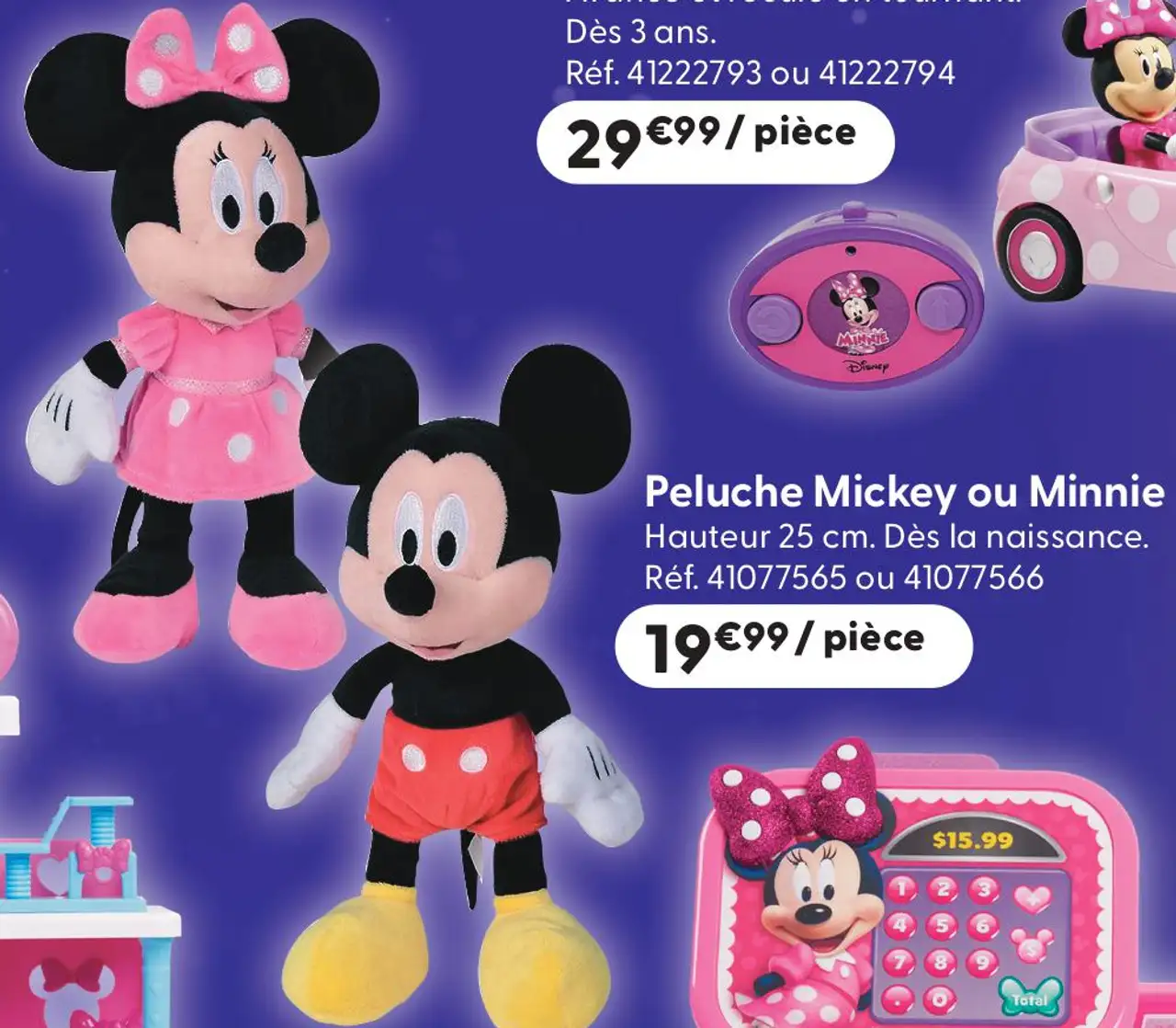 Peluche Mickey ou Minnie Disney