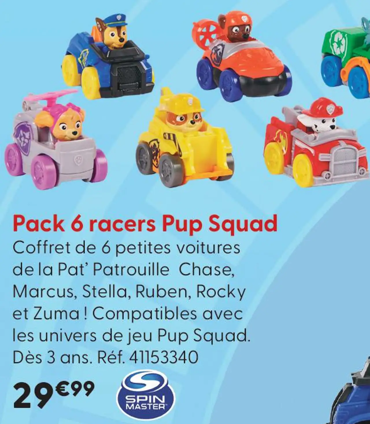 Pack 6 racers Pup Squad Paw Patrol