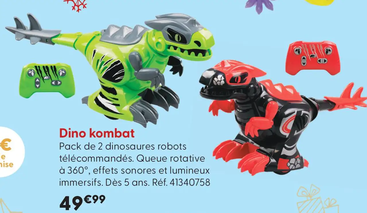 Dino kombat - Pack de 2 dinosaures robots télécommandés