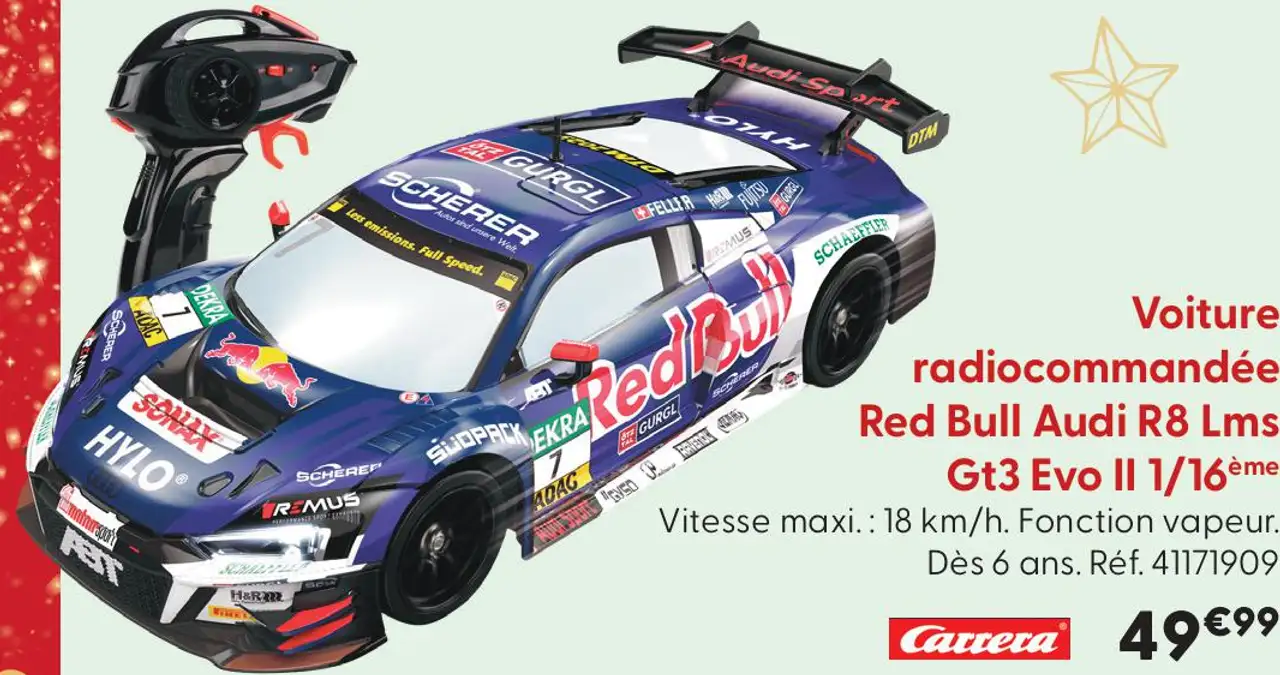 Voiture radiocommandée Red Bull Audi R8 Lms Gt3 Evo II 1/16ème Carrera
