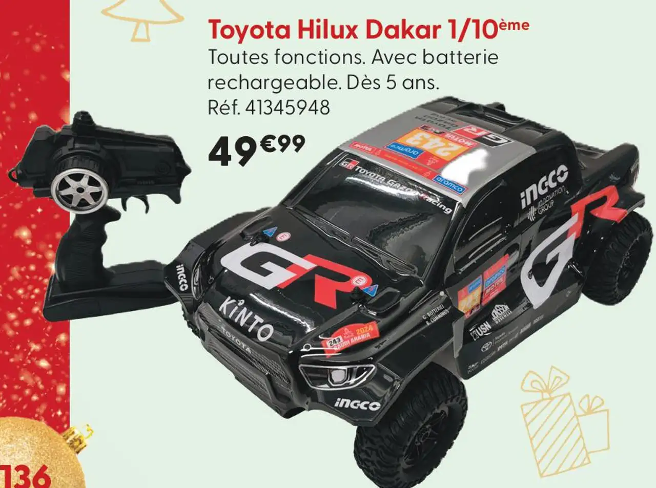 Voiture radiocommandée Toyota Hilux Dakar 1/10ème