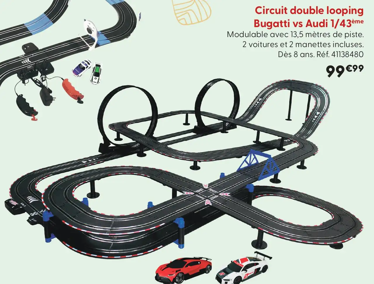 Circuit double looping Bugatti vs Audi 1/43ème