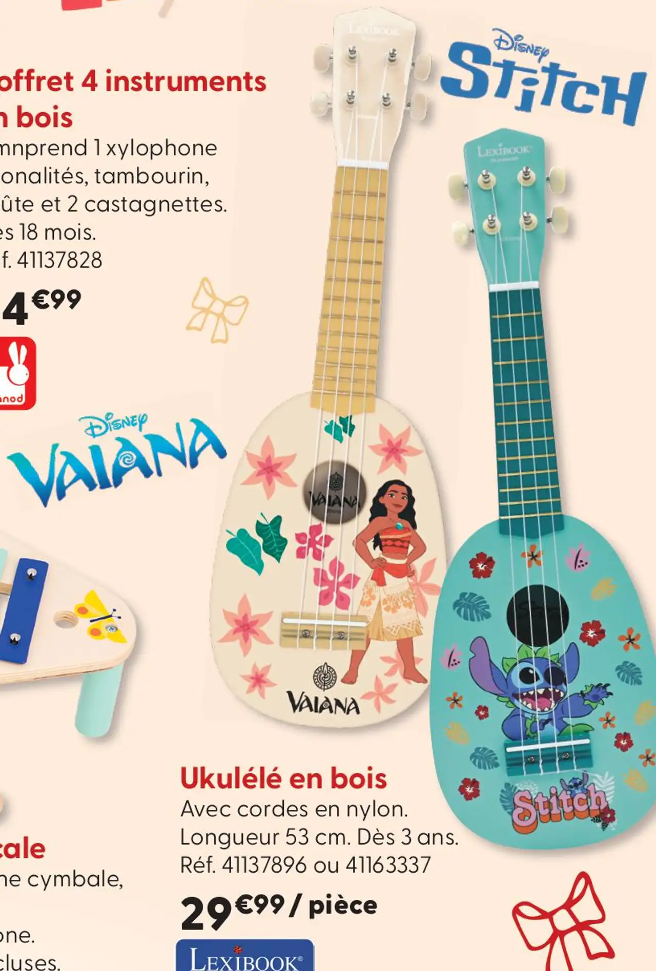 Ukulélé en bois Lexibook Disney Vaiana / Stitch
