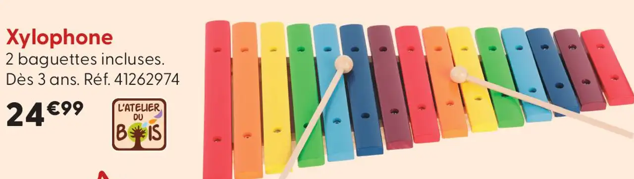 Xylophone 2 baguettes incluses L'Atelier du Bois