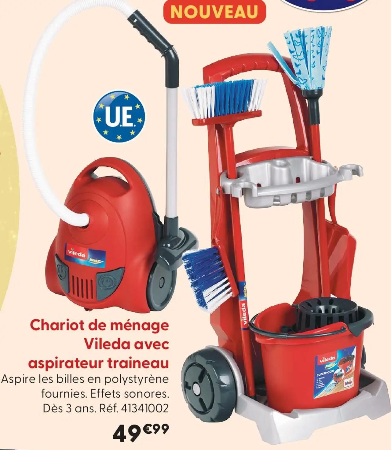 Chariot de ménage Vileda avec aspirateur traineau