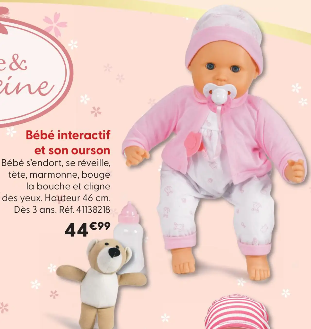 Poupon Bébé interactif et son ourson Cerise & Capucine
