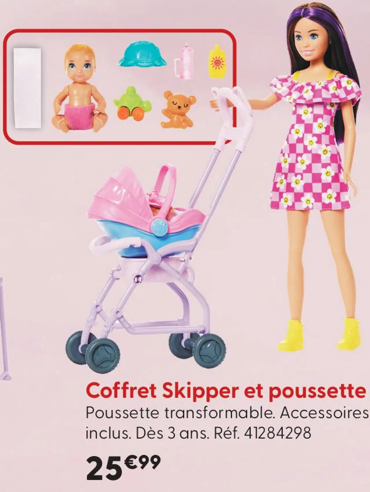 Coffret Skipper et poussette Barbie