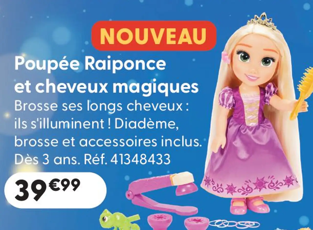 Poupée Raiponce et cheveux magiques Disney