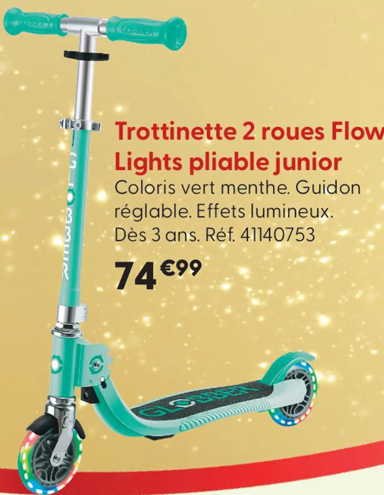 Trottinette 2 roues Flow Lights pliable junior Globber