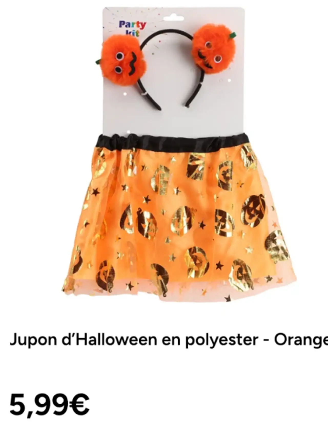 Jupon d'Halloween en polyester - Orange