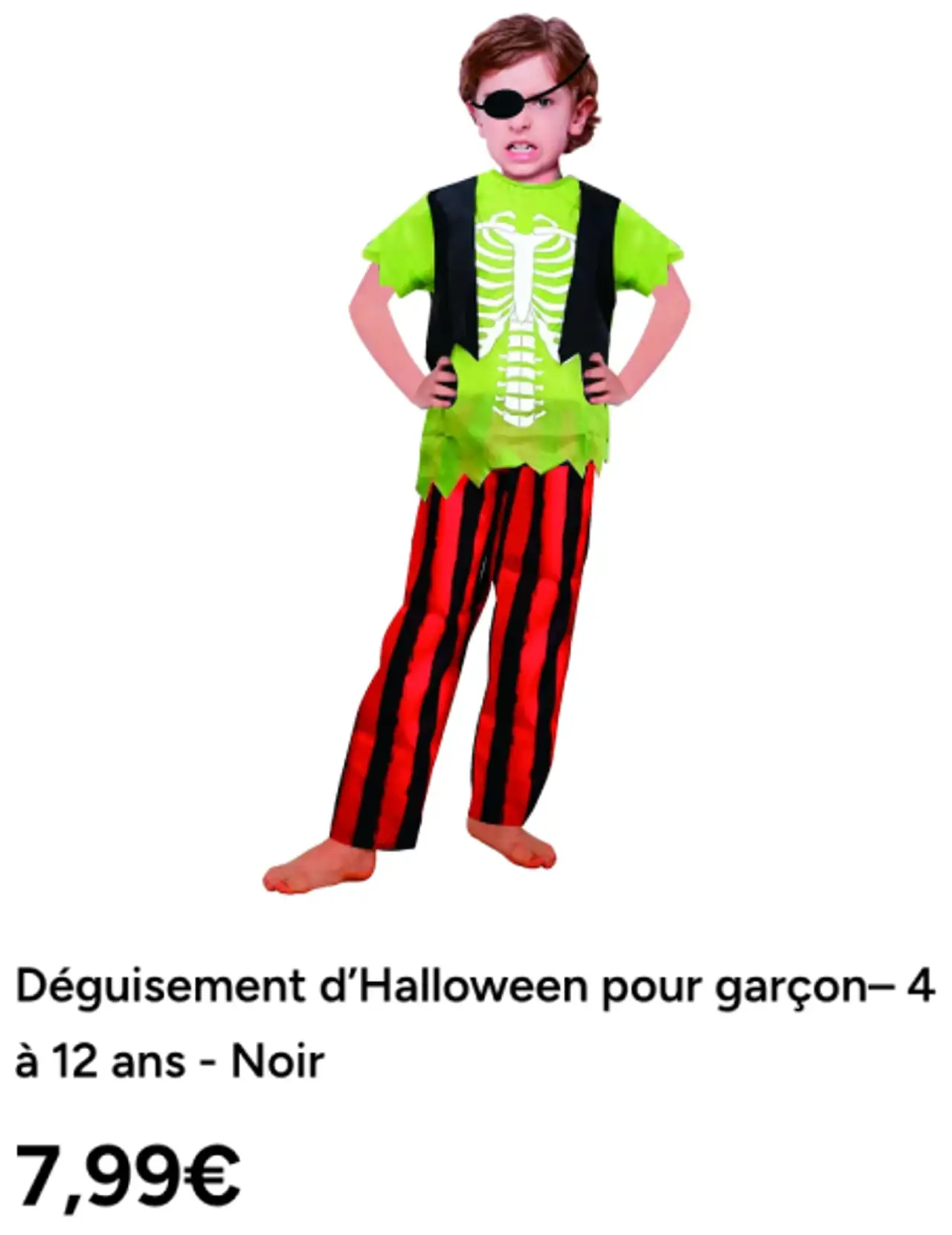Déguisement d'Halloween pour garçon– 4 à 12 ans - Noir