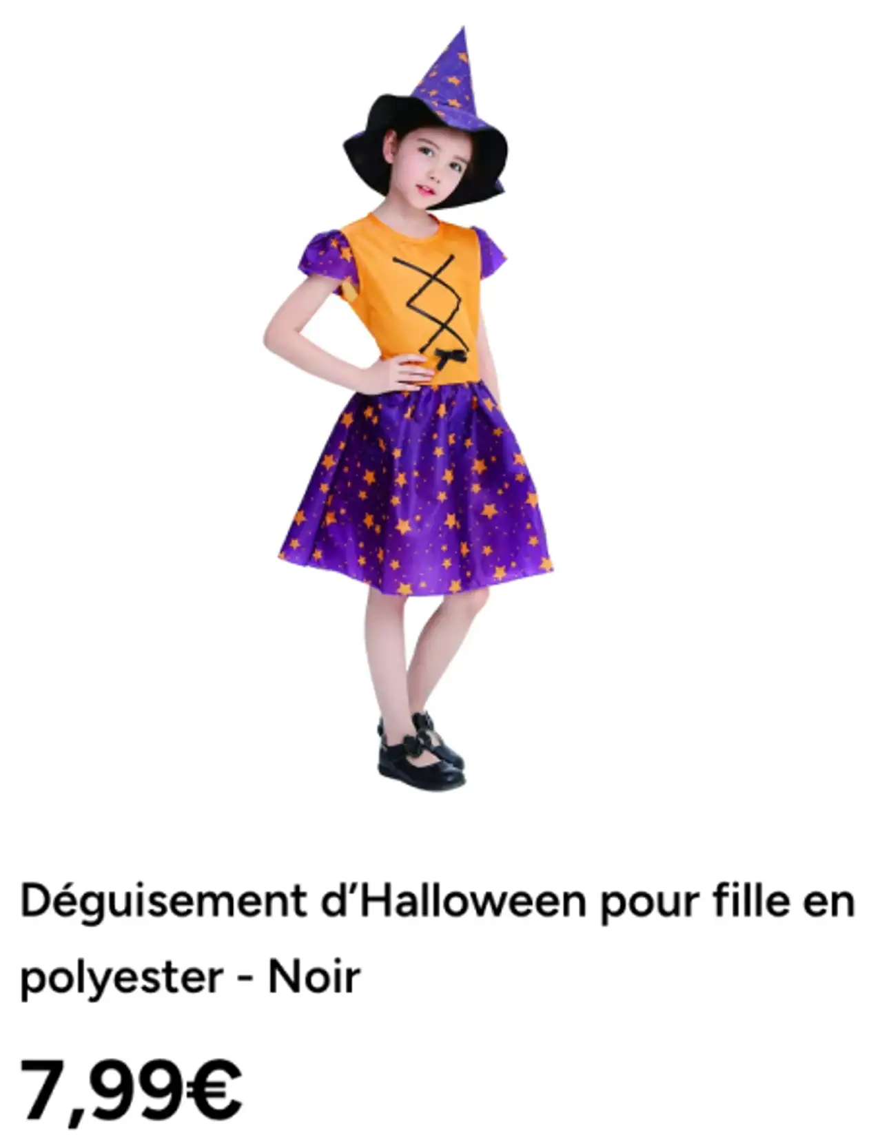 Déguisement d'Halloween pour fille en polyester - Noir