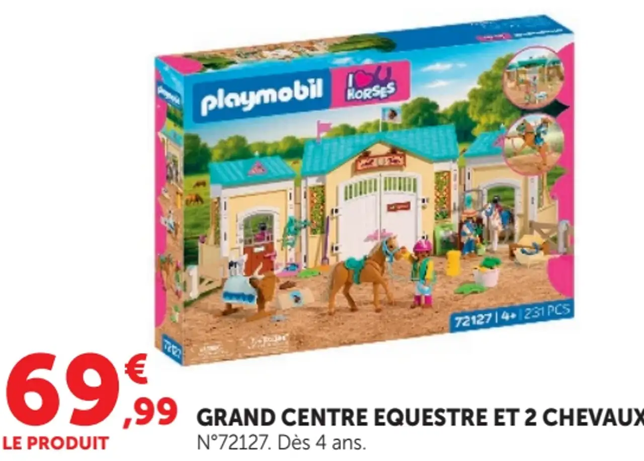 Grand Centre Equestre et 2 Chevaux Playmobil