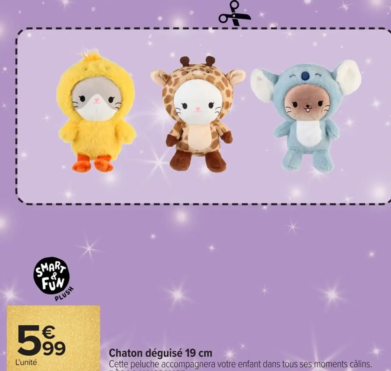 Peluche Chaton déguisé 19 cm Smart & Fun