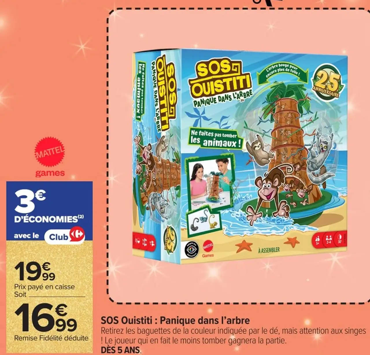 Jeu de société SOS Ouistiti : Panique dans l'arbre Mattel Games