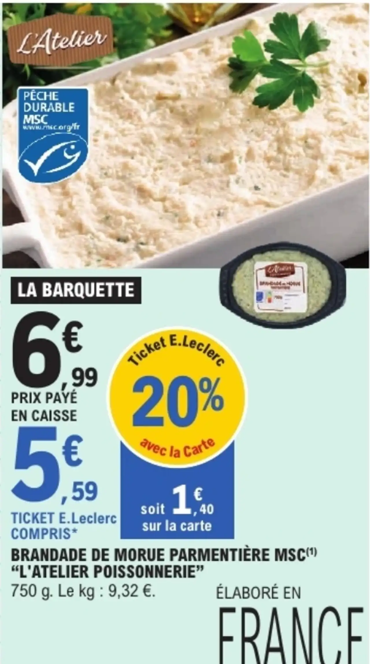 Brandade de morue parmentière MSC "L'Atelier Poissonnerie"