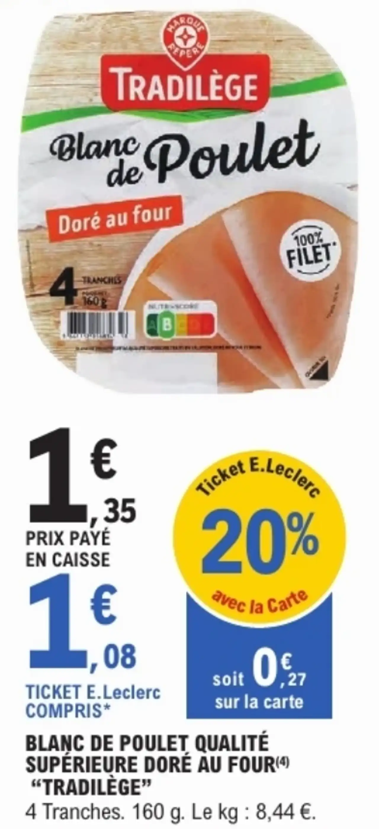 Blanc de poulet qualité supérieure doré au four Tradilège