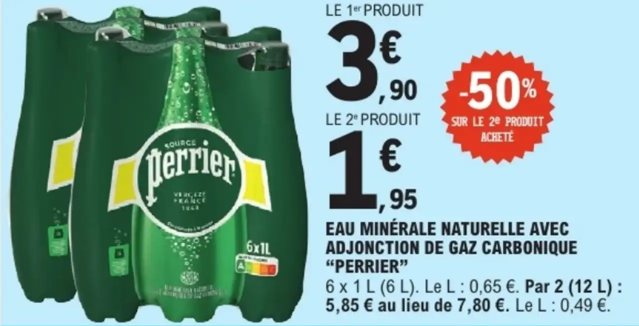 Eau minérale naturelle avec adjonction de gaz carbonique Perrier
