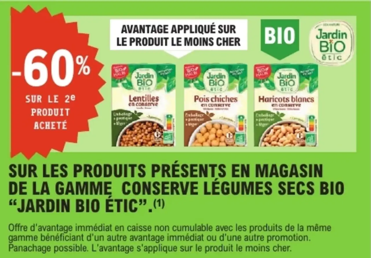 Conserve légumes secs BIO "JARDIN BiO étic"