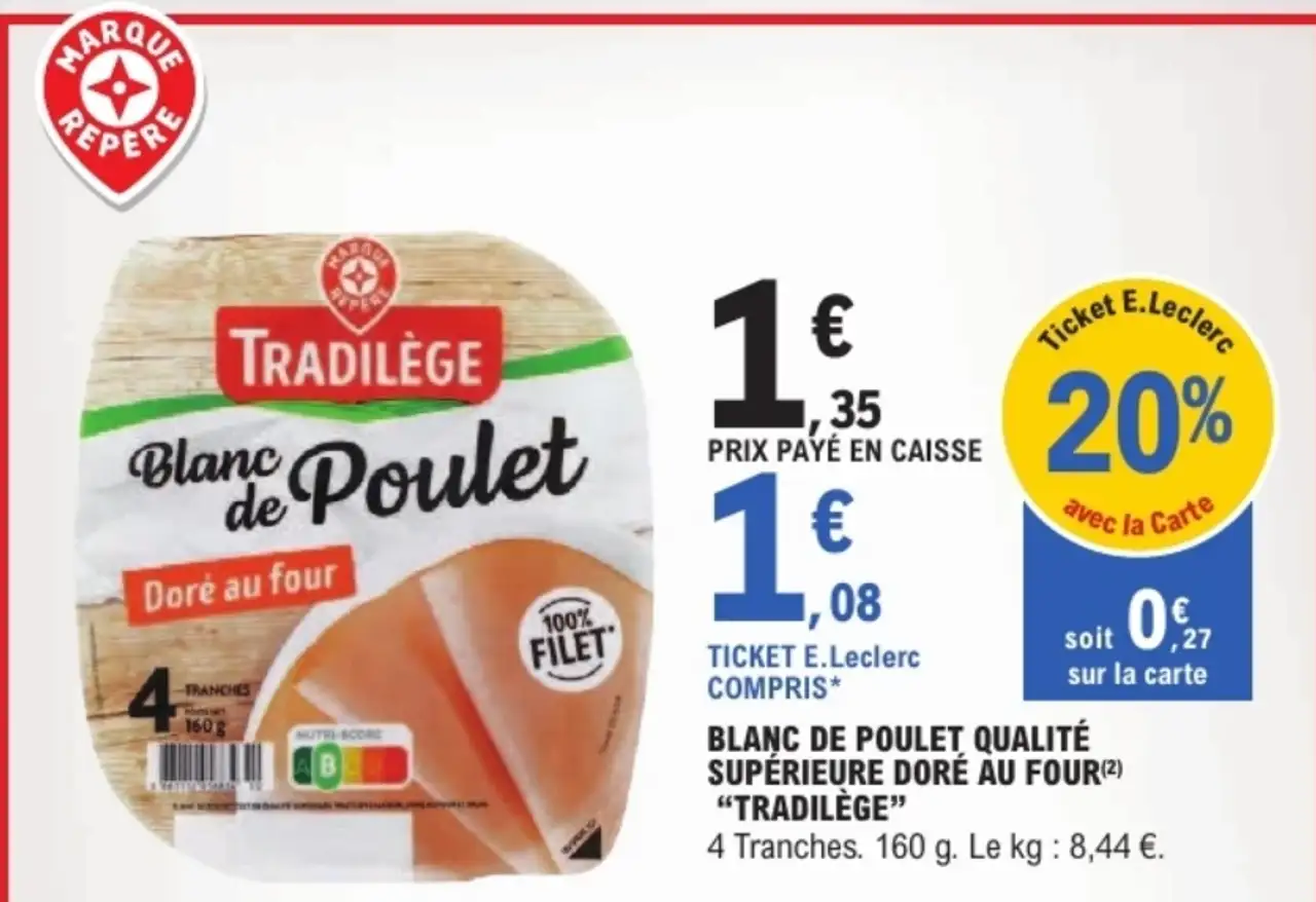 Blanc de poulet qualité supérieure doré au four "Tradilège"