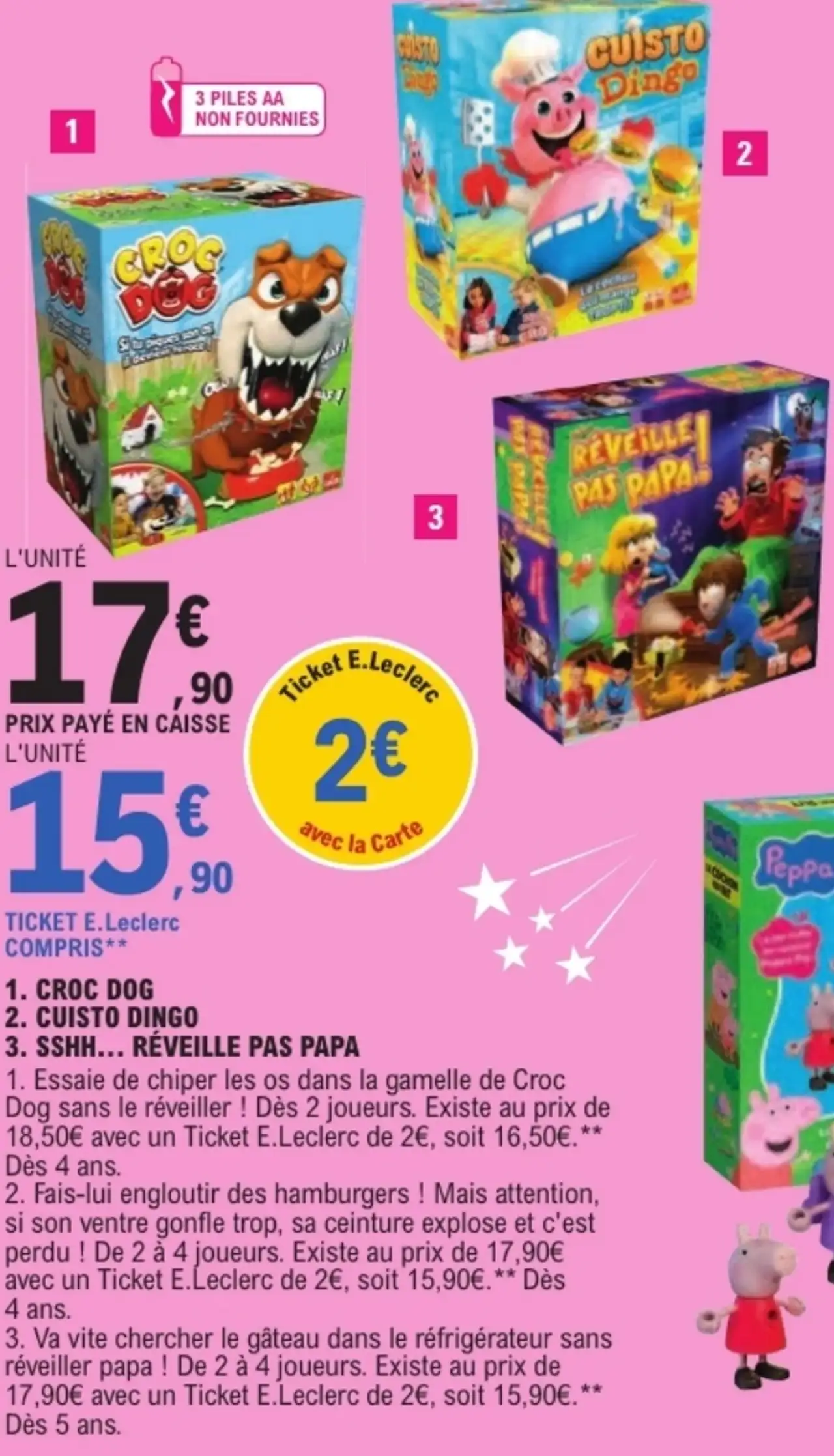 Jeux de société Croc Dog / Cuisto Dingo / Sshh... Réveille pas papa