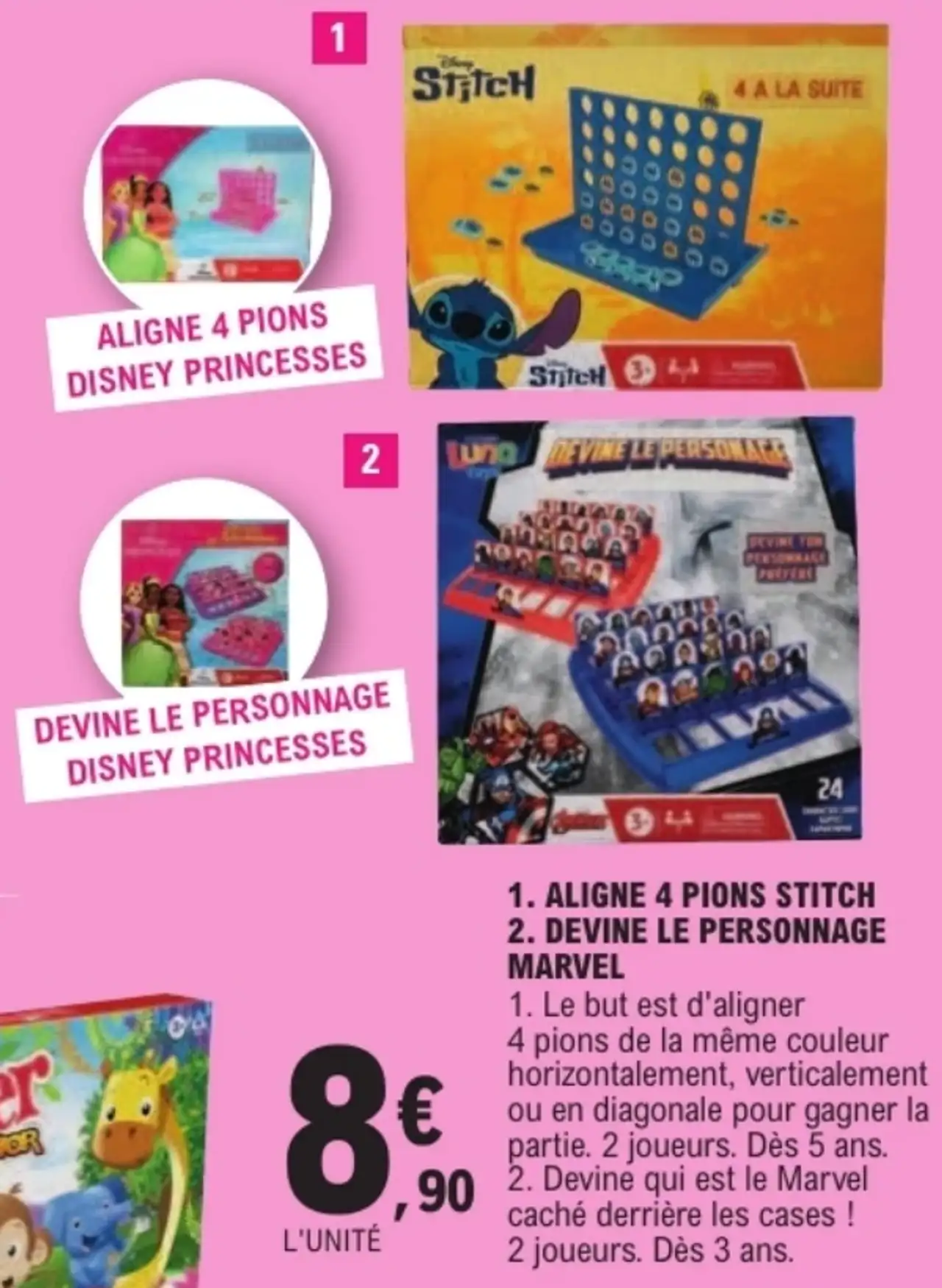 Jeux de société Aligne 4 pions Stitch / Devine le personnage Marvel
