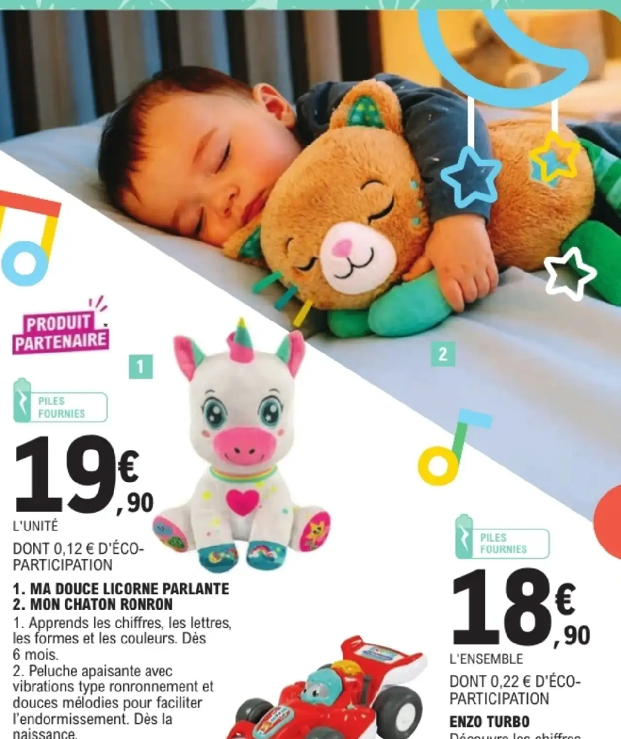 Peluche Ma douce licorne parlante ou Mon chaton ronron Baby Clementoni