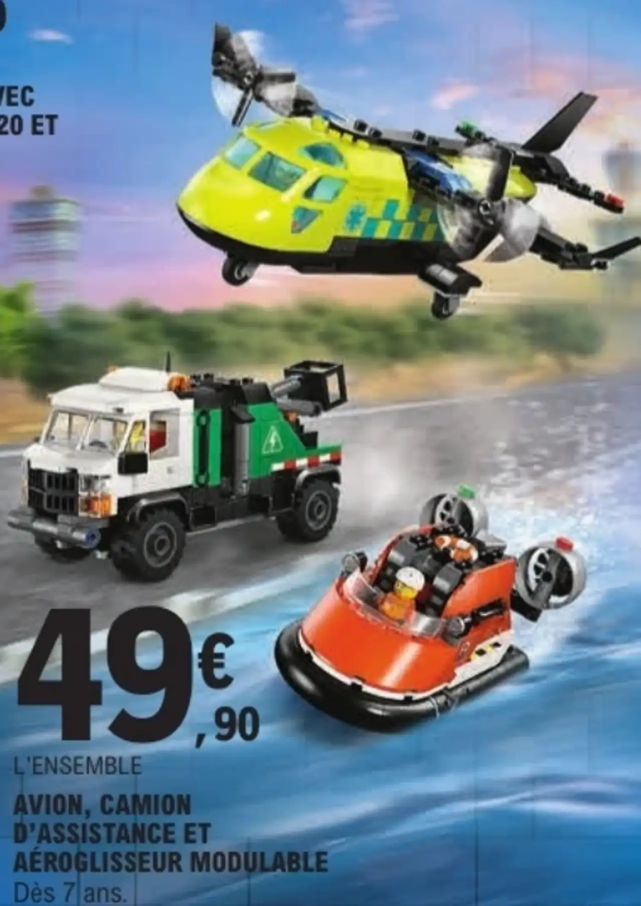 Lego City Ensemble Avion, Camion d'Assistance et Aéroglisseur Modulable