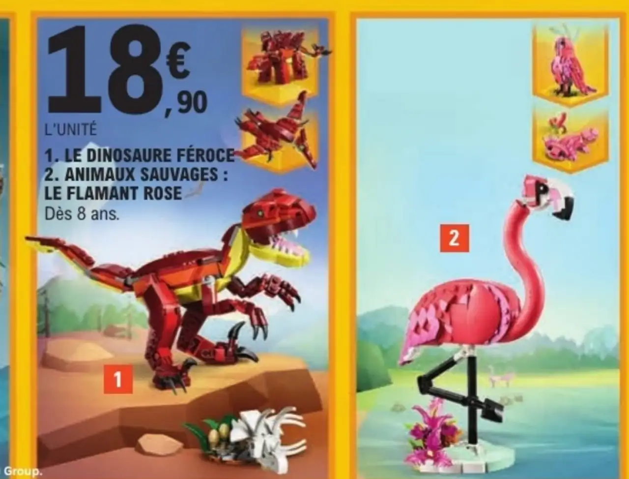 Jouet LEGO Creator 3in1 - 1. Le dinosaure féroce / 2. Animaux sauvages : le flamant rose