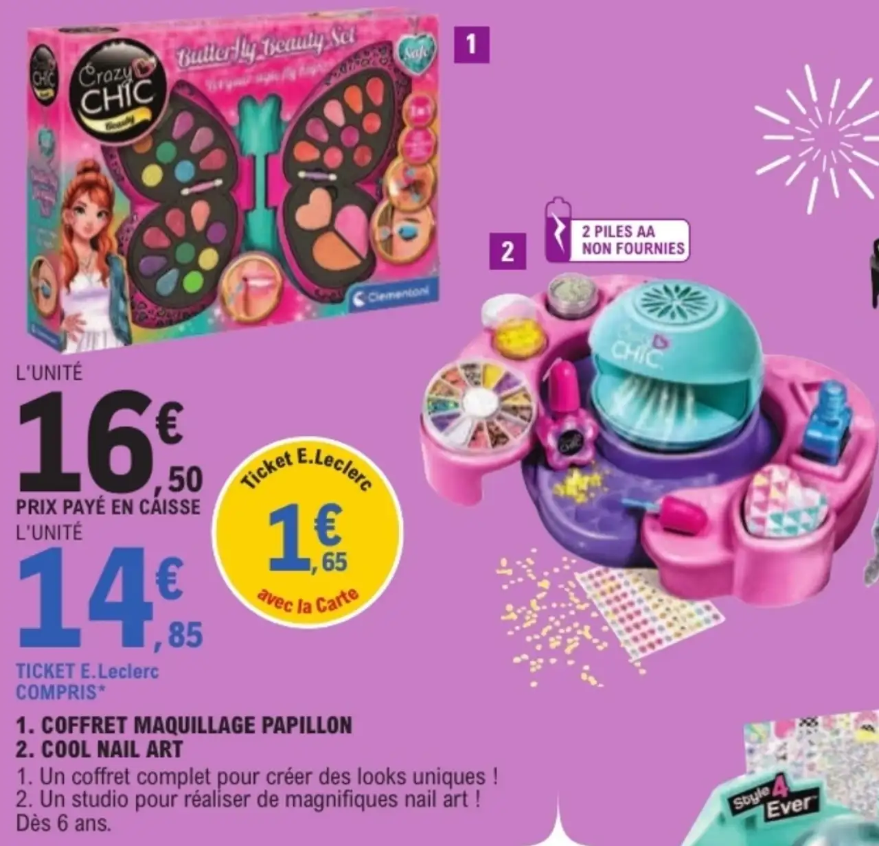 Coffret maquillage papillon / Cool Nail Art Crazy Chic Clementoni